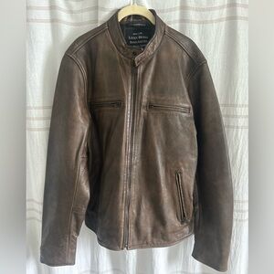 LUCKY BRAND The Bonneville Racer Brown Leather Jacket